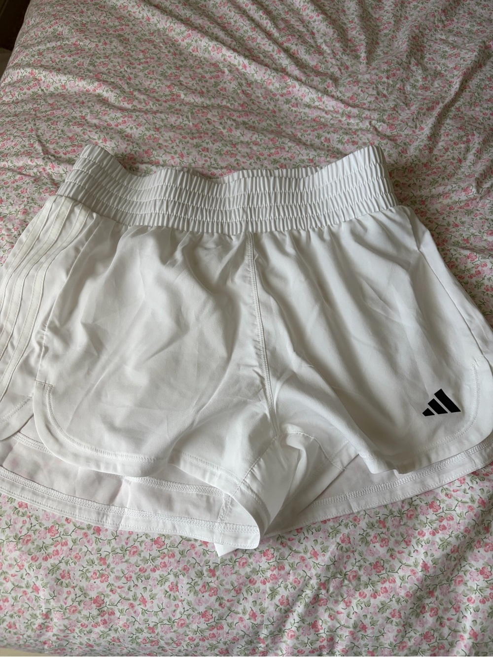 adidas White Women's Athletic Shorts with Elastic Waist